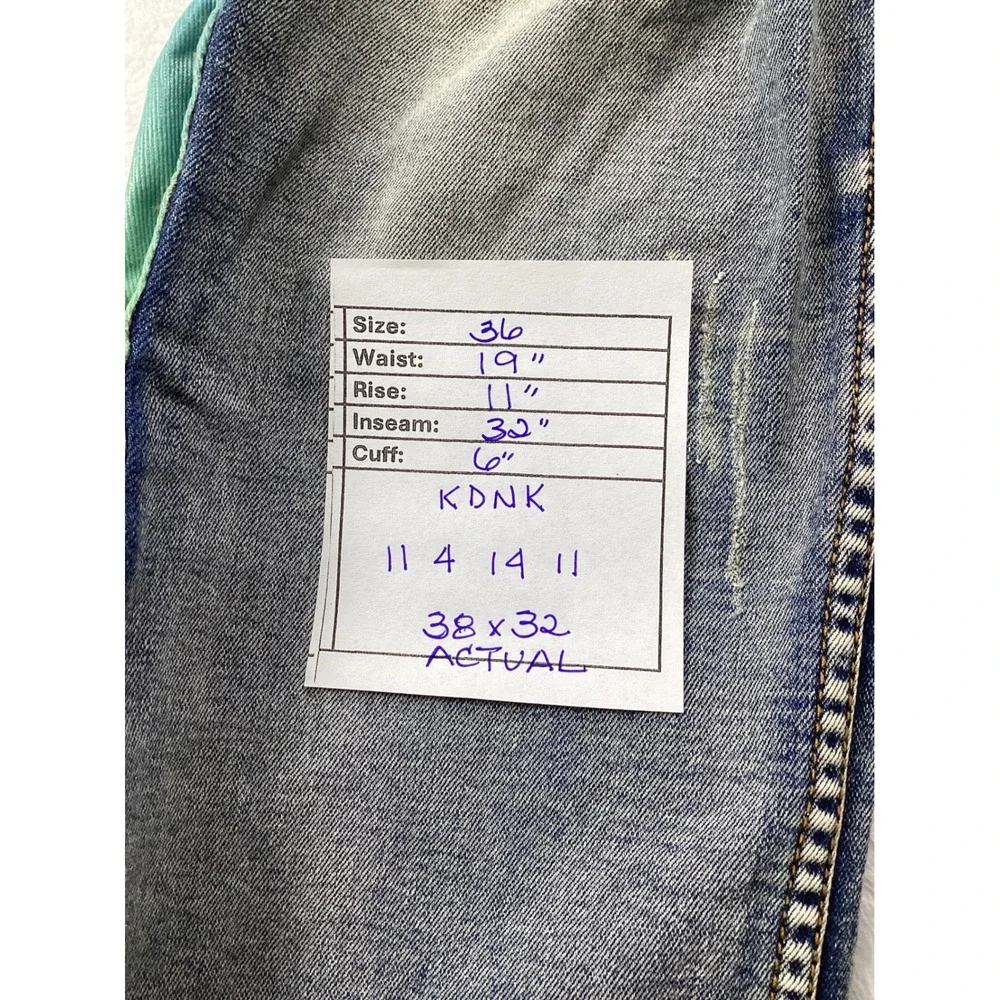 KDNK Distressed Jeans Men 36 Blue Ombre Side Stripe Slim Fit Streetwear 1141411